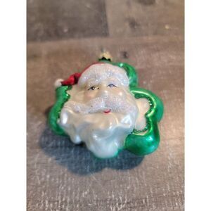 Dept 56 st patrick's day clover santa blown glass ornament xmas decor